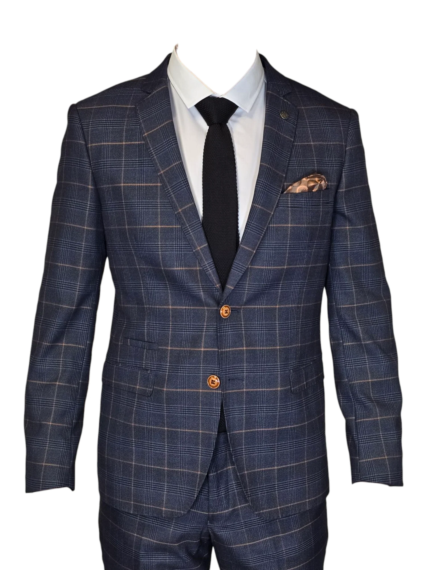 2-delig pak - Blauw geruit heren kostuum - Jenson marine blue 2pc - Afbeelding 2