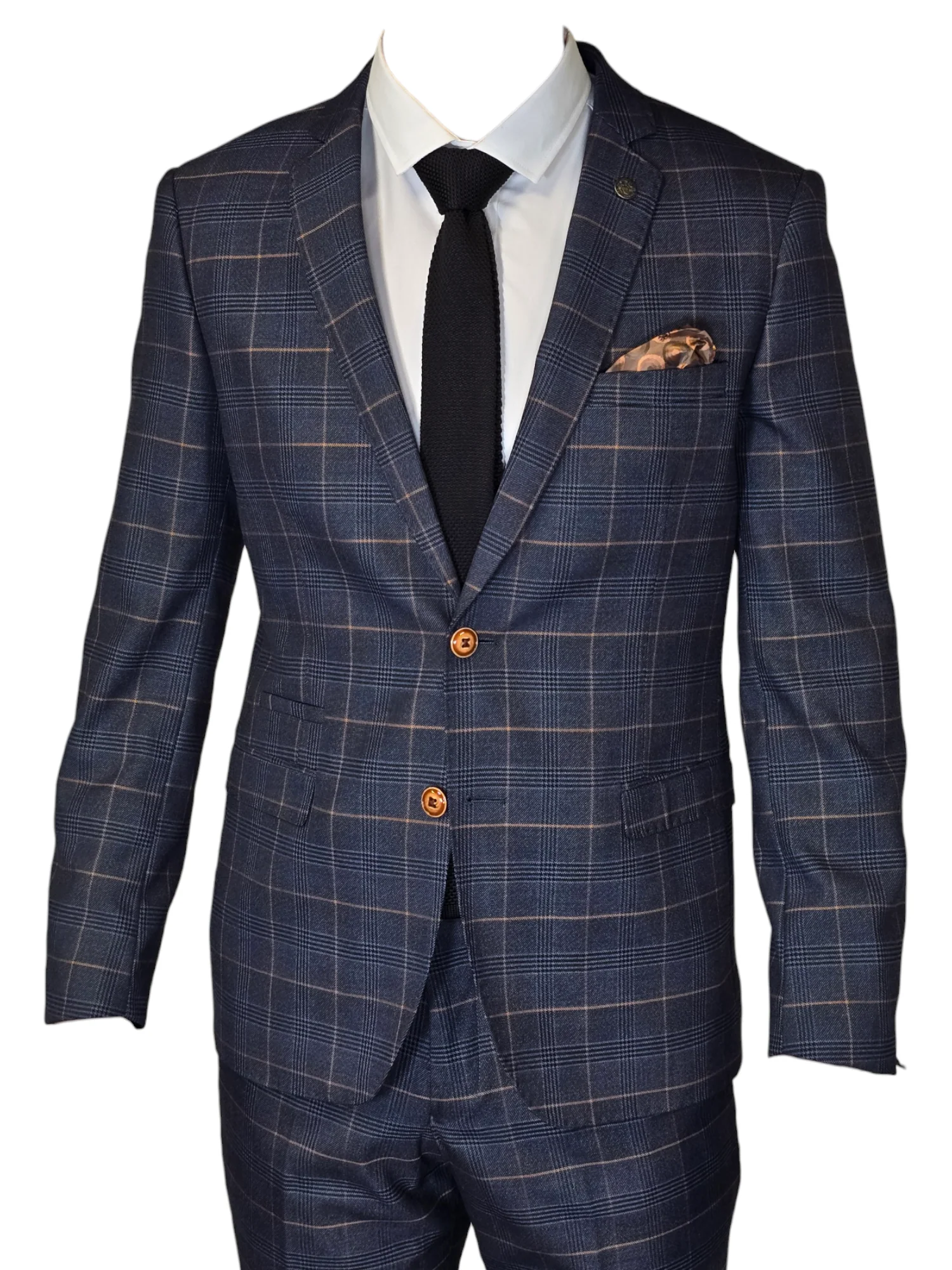 2-delig pak - Blauw geruit heren kostuum - Jenson marine blue 2pc - Afbeelding 3