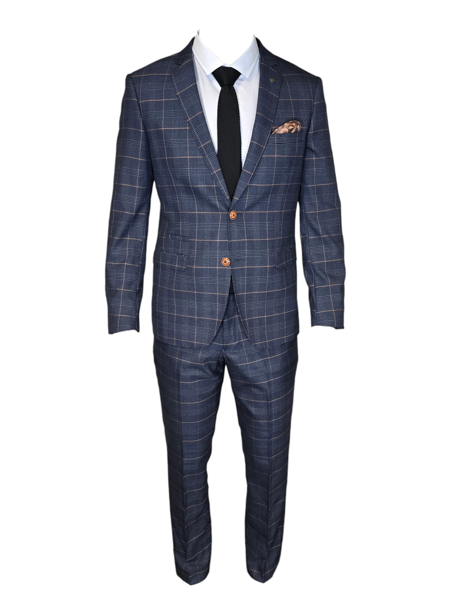 2-delig pak - Blauw geruit heren kostuum - Jenson marine blue 2pc - Afbeelding 4