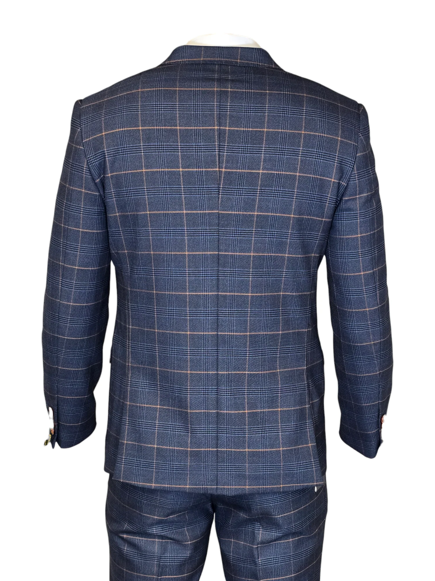 2-delig pak - Blauw geruit heren kostuum - Jenson marine blue 2pc - Afbeelding 5