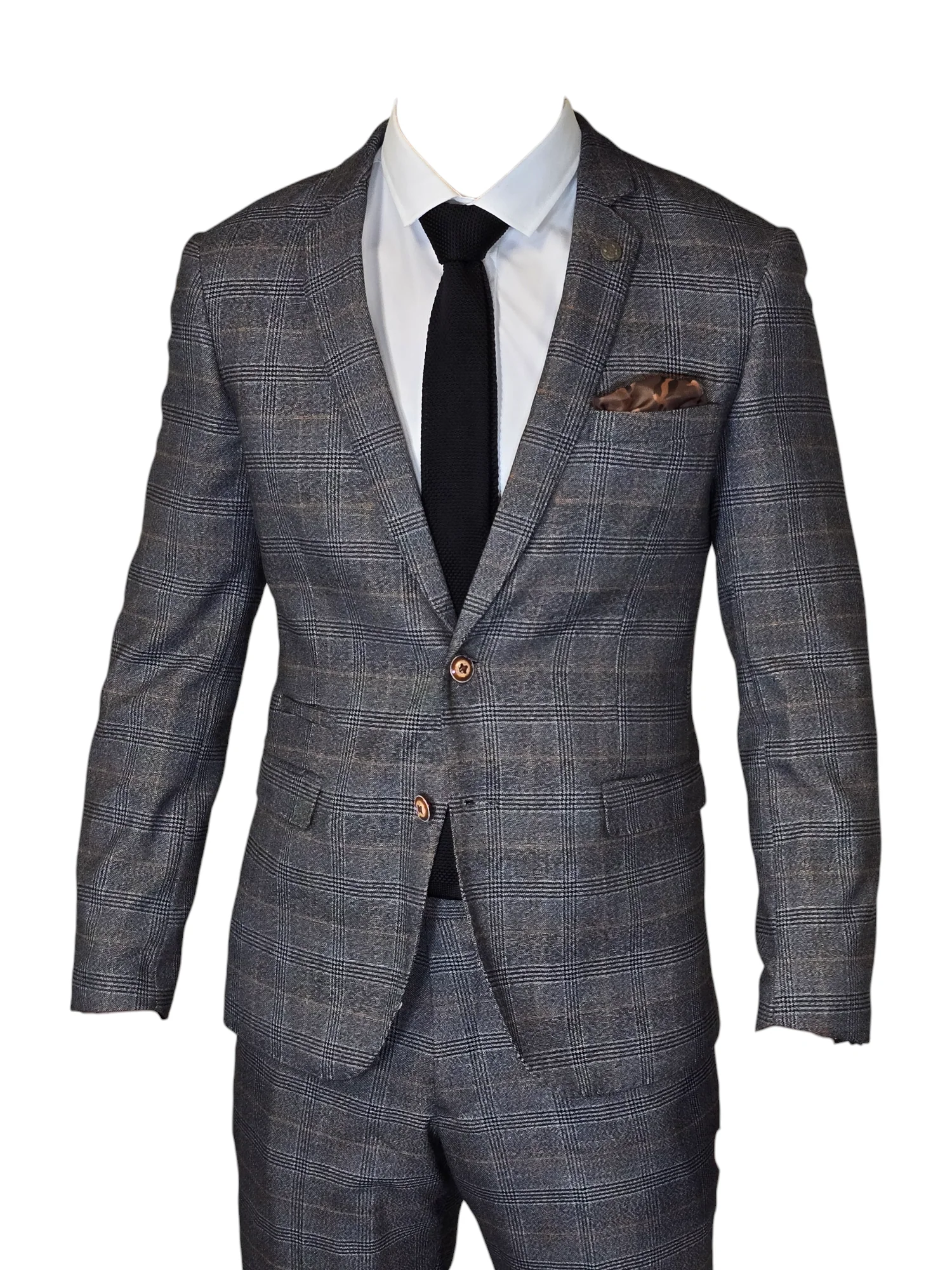 2-delig pak - geruit heren kostuum - Jenson grey 2pc suit - Afbeelding 3