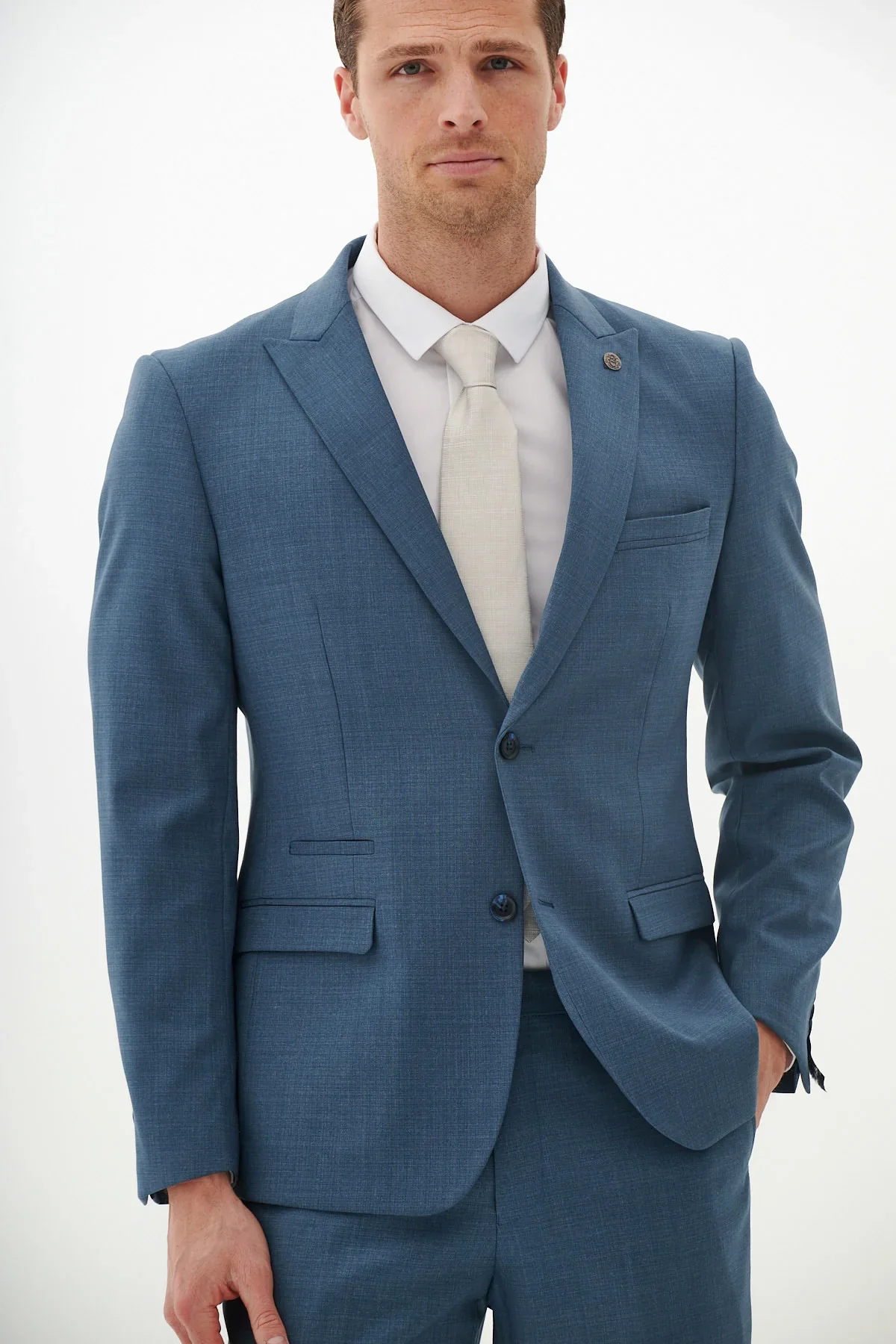 2-delig Heren Kostuum - Marc Darcy Finley Teal - Afbeelding 9