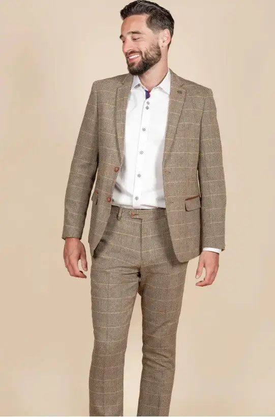 2-delig pak - bruin heren kostuum - Herringbone Brown suit 2pc - Afbeelding 7