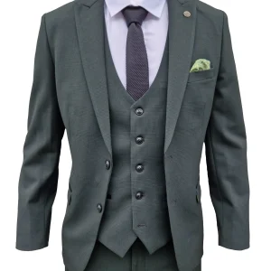 3-delig olive green heren kostuum geruit - Marc Darcy Bromley Olive suit