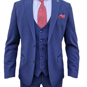 3-delig donker blauw heren kostuum geruit - Marc Darcy Bromley Navy suit