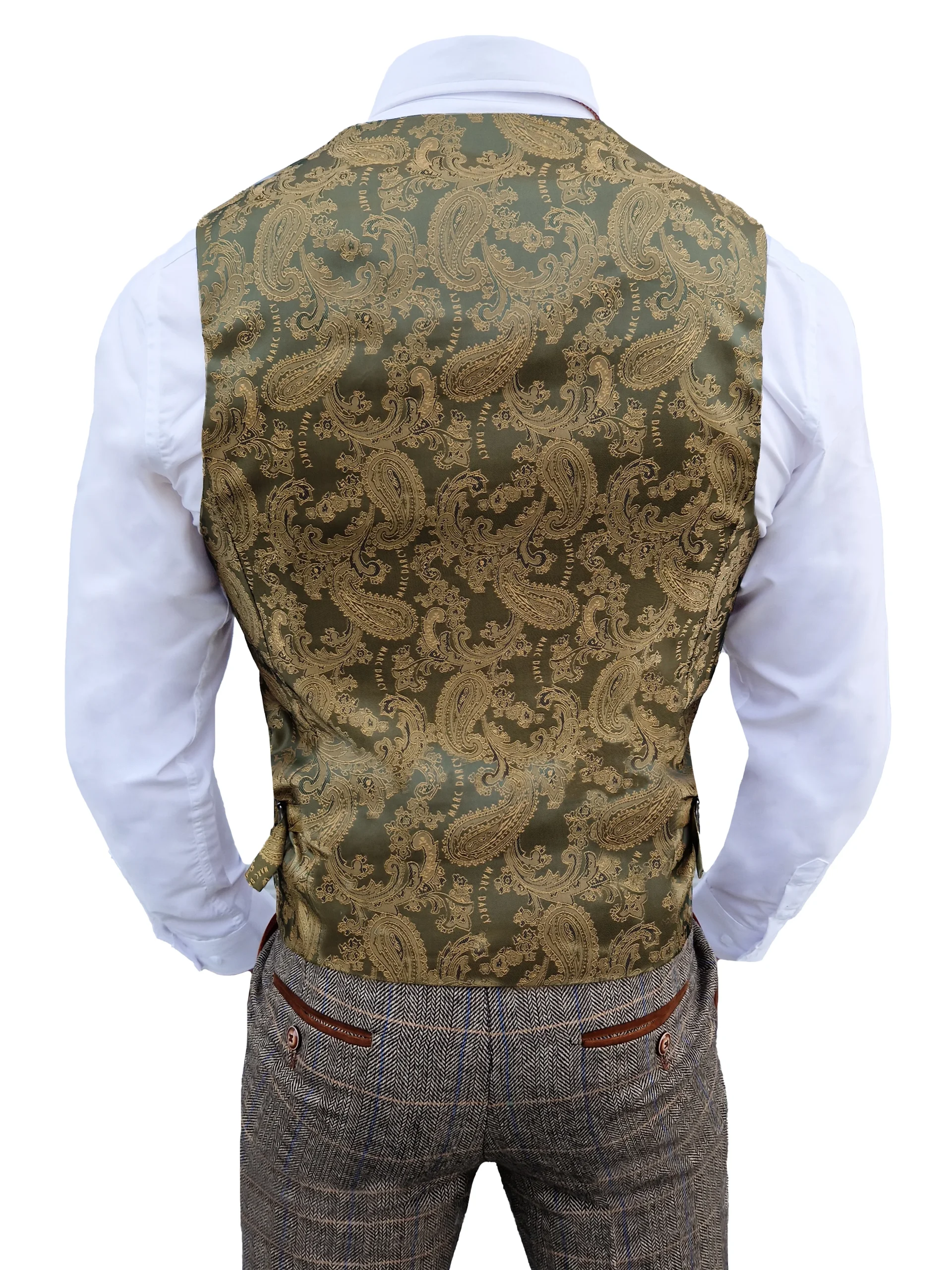 3-Delig Herenkostuum Marc Darcy Herringbone brown - Mix and Match - Afbeelding 9