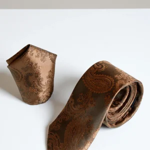 Marc Darcy Gentlemens set Orange Paisley stropdas & pochet