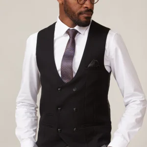 Kelvin Black Gilet - Double Breasted