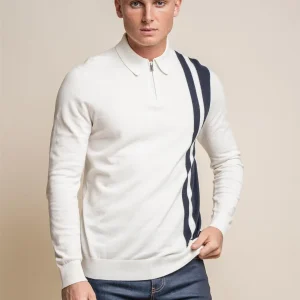 Diablo Ecru - Pullover Heren met Rits - Cavani