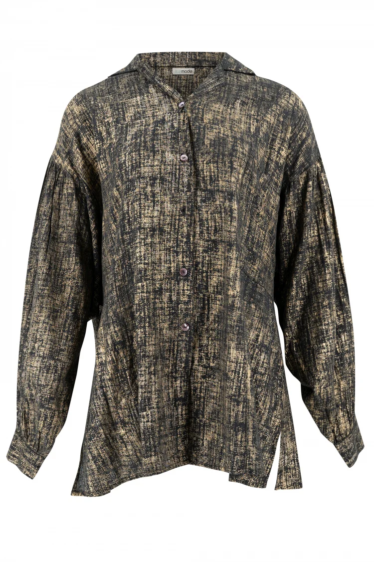 Long Blouse Sparkle Black Gold - Afbeelding 4