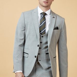 3-delig silver heren kostuum geruit - Marc Darcy Bromley Silver suit