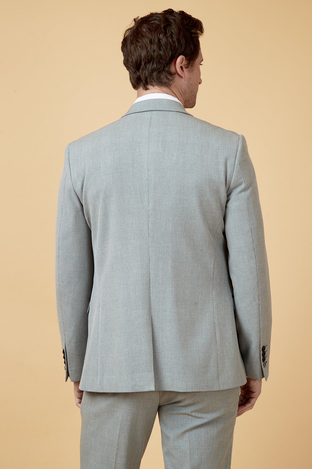 3-delig silver heren kostuum geruit - Marc Darcy Bromley Silver suit - Afbeelding 6