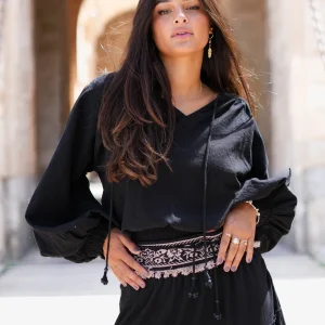 Puffsleeve Blouse Espanola Black Plain