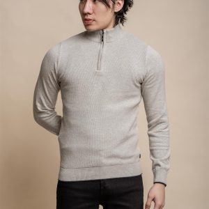 Kyle Mid Grey - Pullover Heren met Rits - Cavani