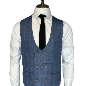 Marc Darcy - Gilet George Light Blue Check