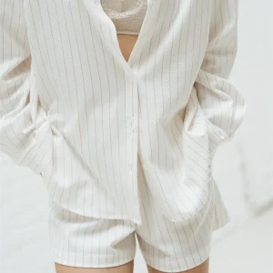 Blaire4 Blouse Stripe | White, sand stripe