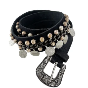 Aeva leather coins chain belt