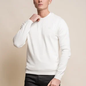 Cavani KN101 Ecru - Gebreide trui voor heren