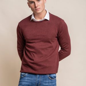Cavani KN101 Wine Red - Gebreide trui voor heren