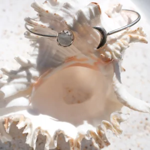 Moon Bangle Moonstone Silver/White