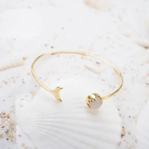 Moon Bangle Moonstone Gold/White