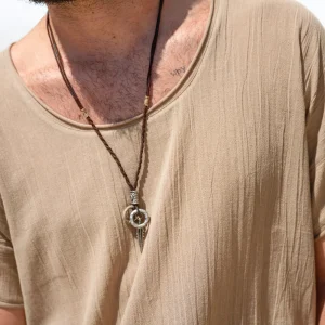 Necklace Feather Feras Brown