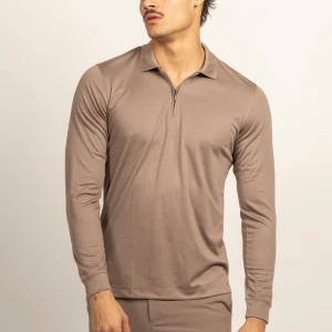 Mercerised Glans Half-Zip Polo