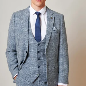 3-delig Tweed Kostuum - Marc Darcy Kris Sky Blue