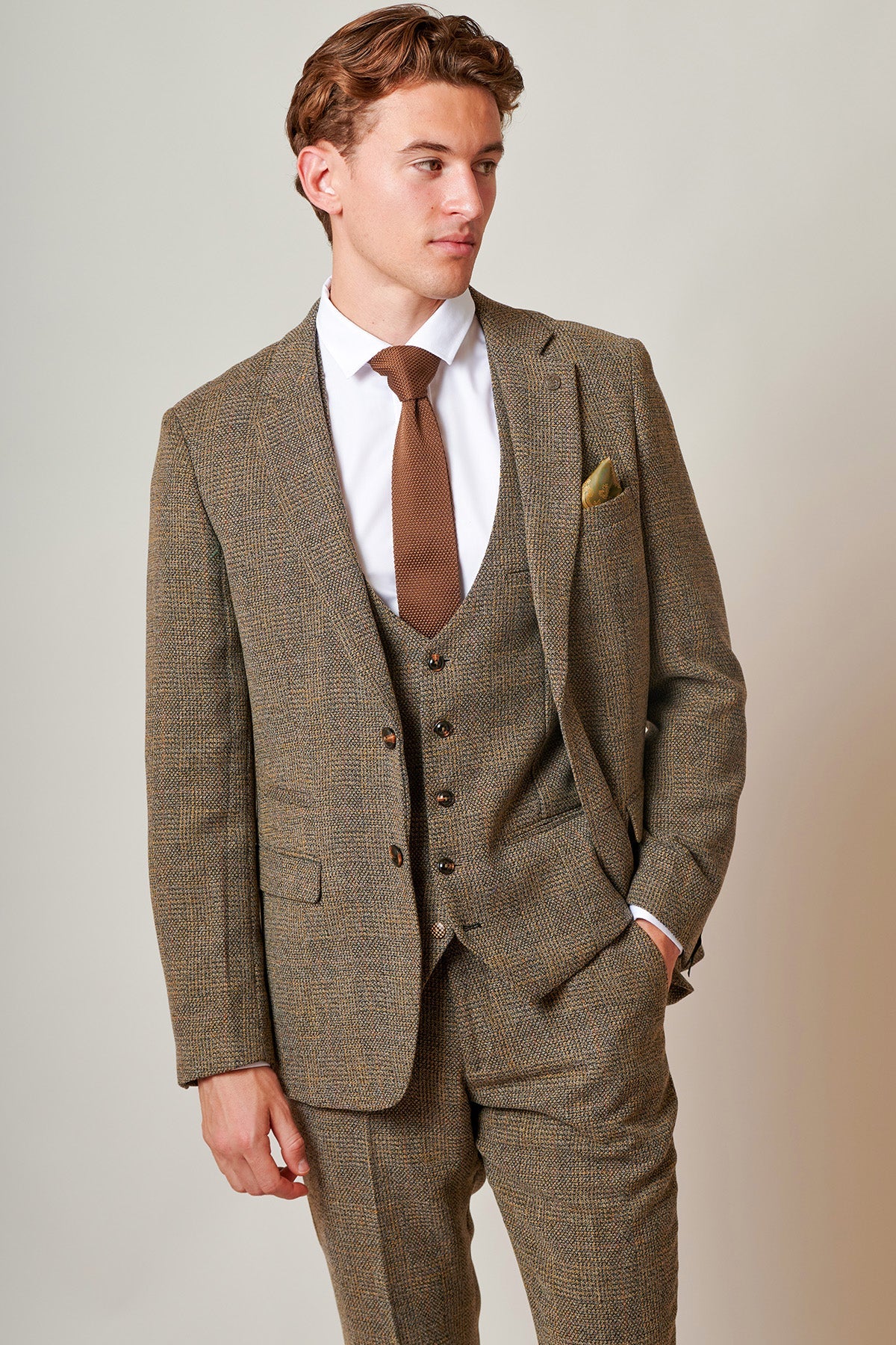 3-delig Tweed Kostuum - Marc Darcy Kris Tan