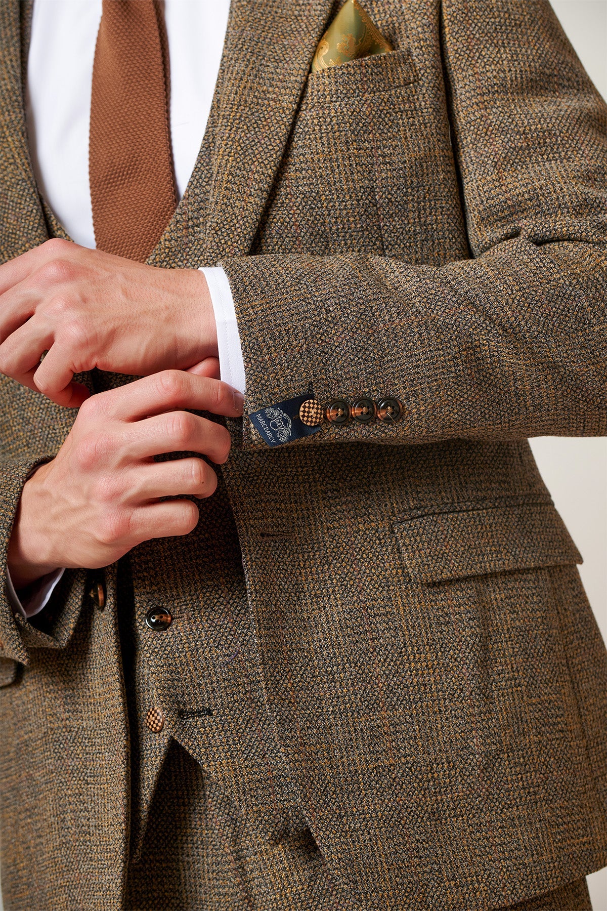3-delig Tweed Kostuum - Marc Darcy Kris Tan - Afbeelding 4