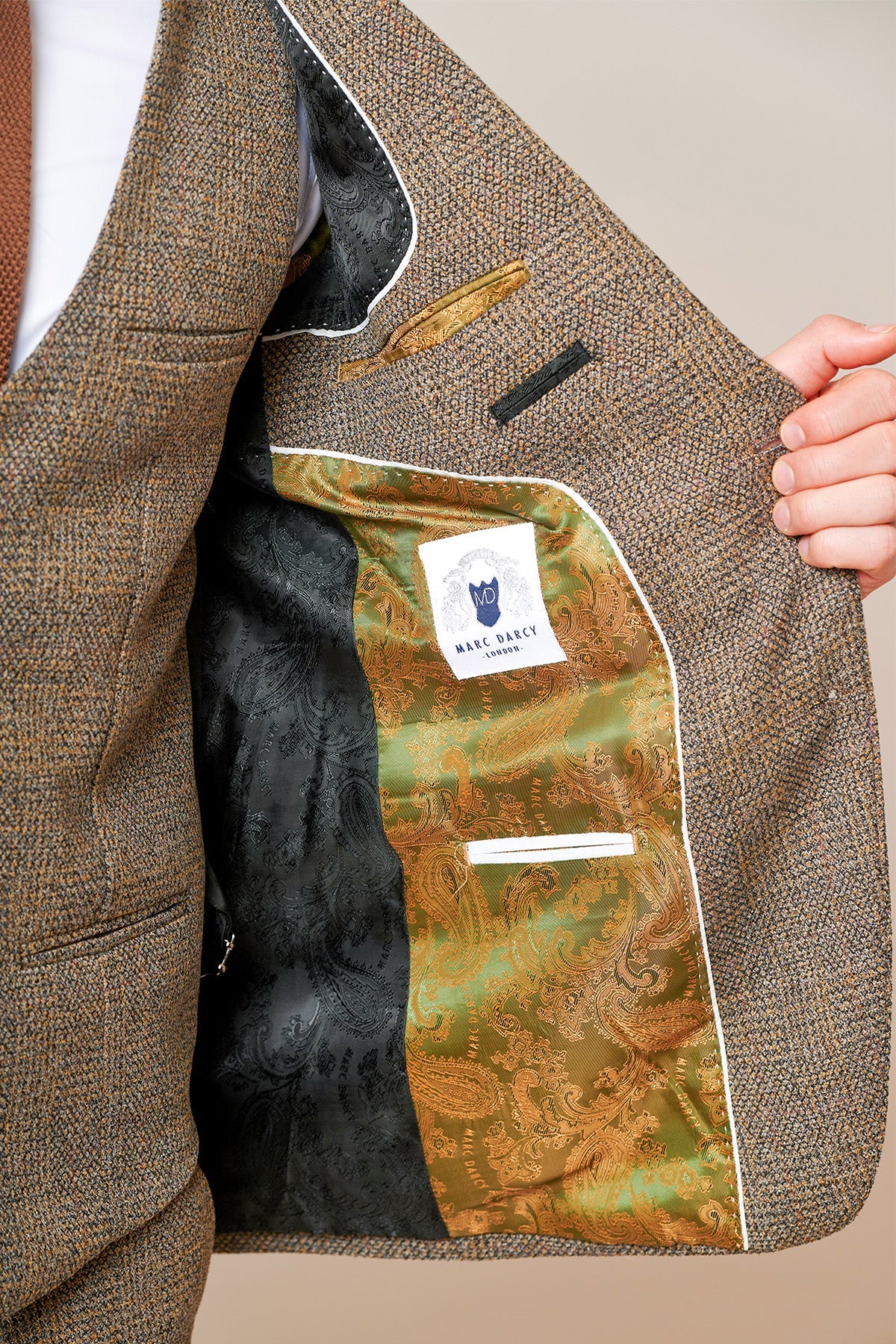 3-delig Tweed Kostuum - Marc Darcy Kris Tan - Afbeelding 8