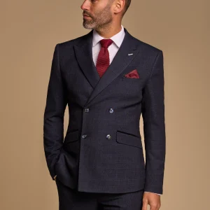 2-delig pak - Double Breasted Navy Heren Kostuum - Cavani Caridi Navy