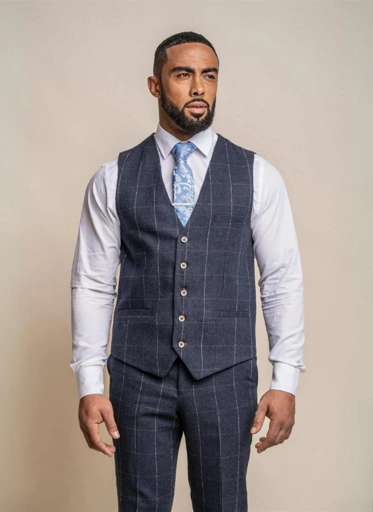 Cavani - Gilet Ruitpatroon Angels Navy Blue