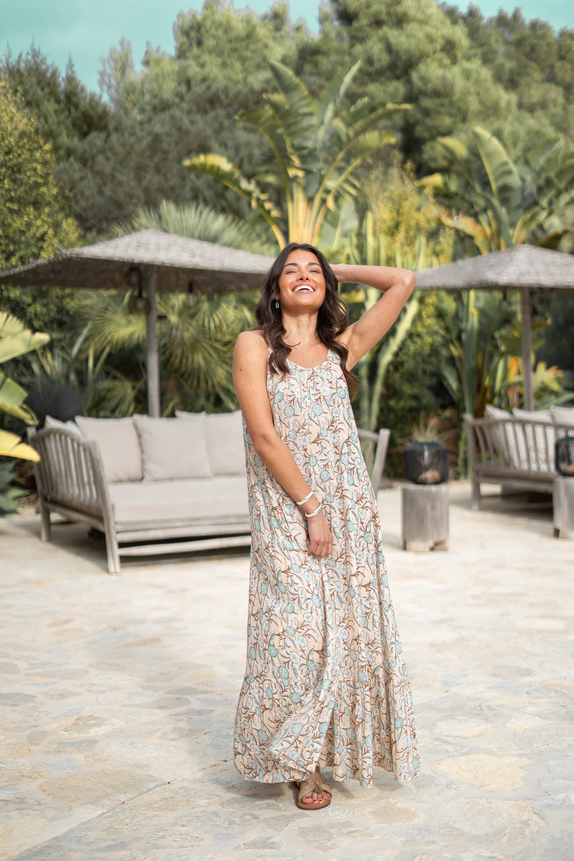 Strap Dress Madia Flower Sand - Afbeelding 8