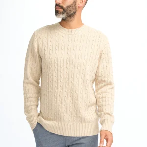 Cavani Foston Fawn - Wollen kabeltrui voor heren