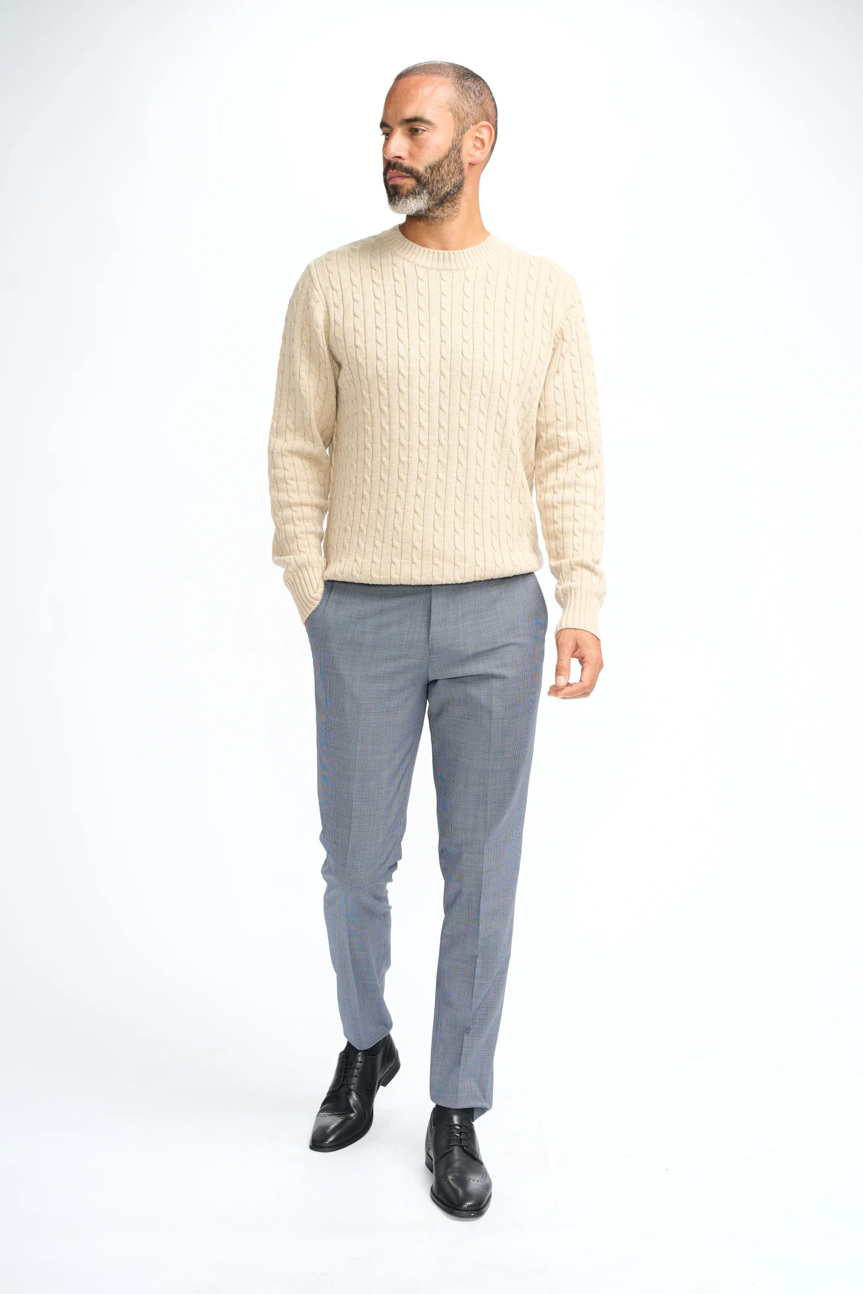 Cavani Foston Fawn - Wollen kabeltrui voor heren - Afbeelding 5