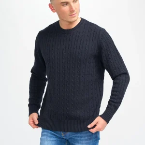 Cavani Foston Navy - Wollen kabeltrui voor heren
