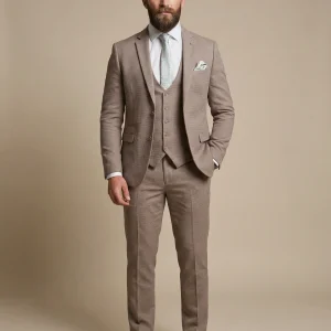 3-delig pak - Lichtbruin Heren kostuum - Marc Darcy HM5 Tan Suit