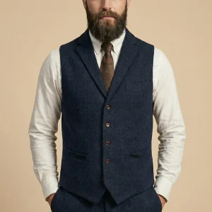 CASTLESON - Gilet Chief Navy Tweed