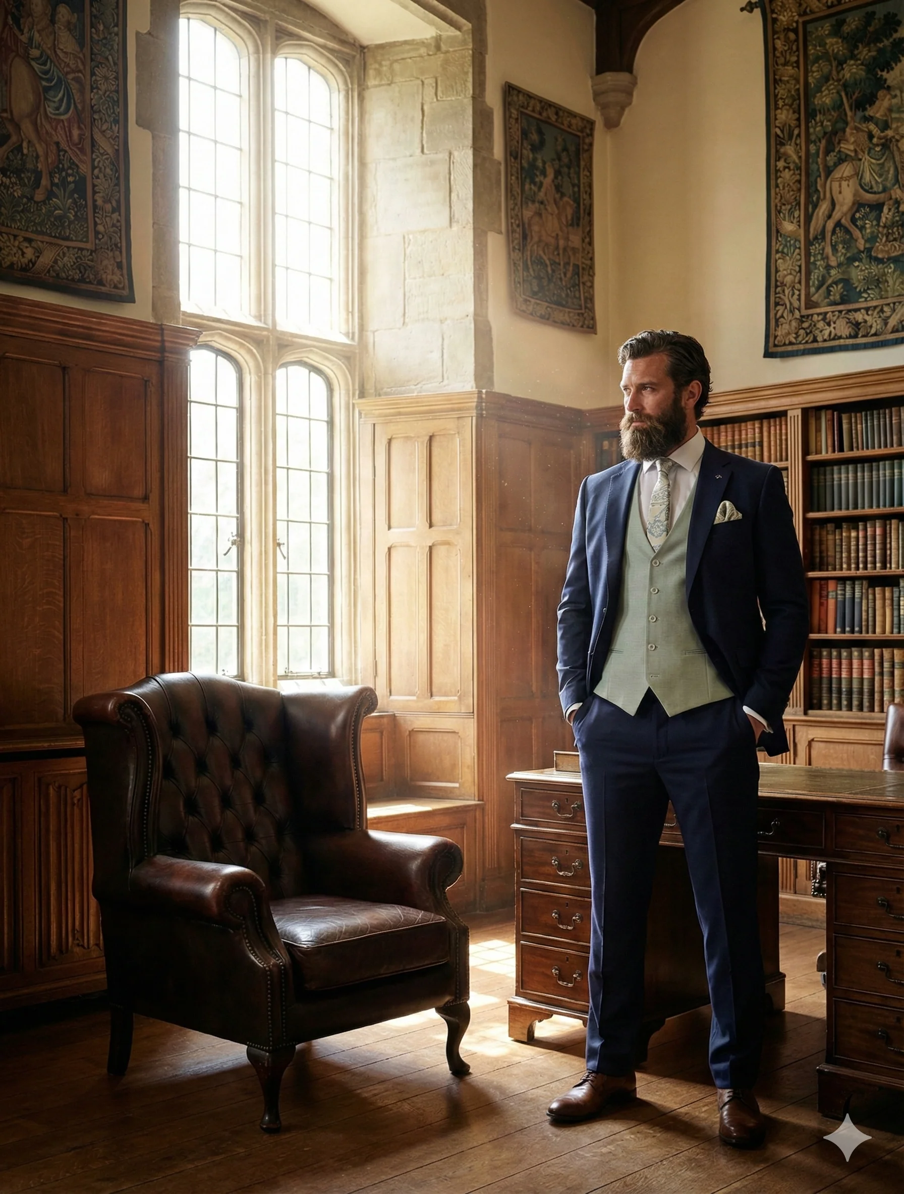 Cavani Malibu - Driedelig Herenpak Navy Mix & Match Finley moss green - Afbeelding 3