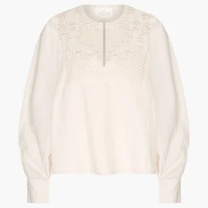 Jeanine3 blouse embroidery | Sand