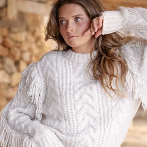 Fringe Pullover Dago Ecru