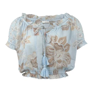 Crop Top Rabel Flower Pale blue print
