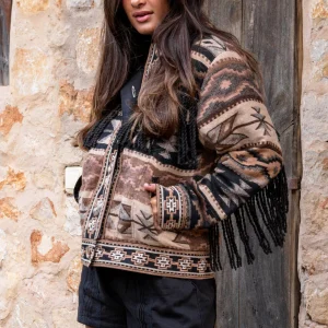 Short Fringe Jacket Nomad Brown