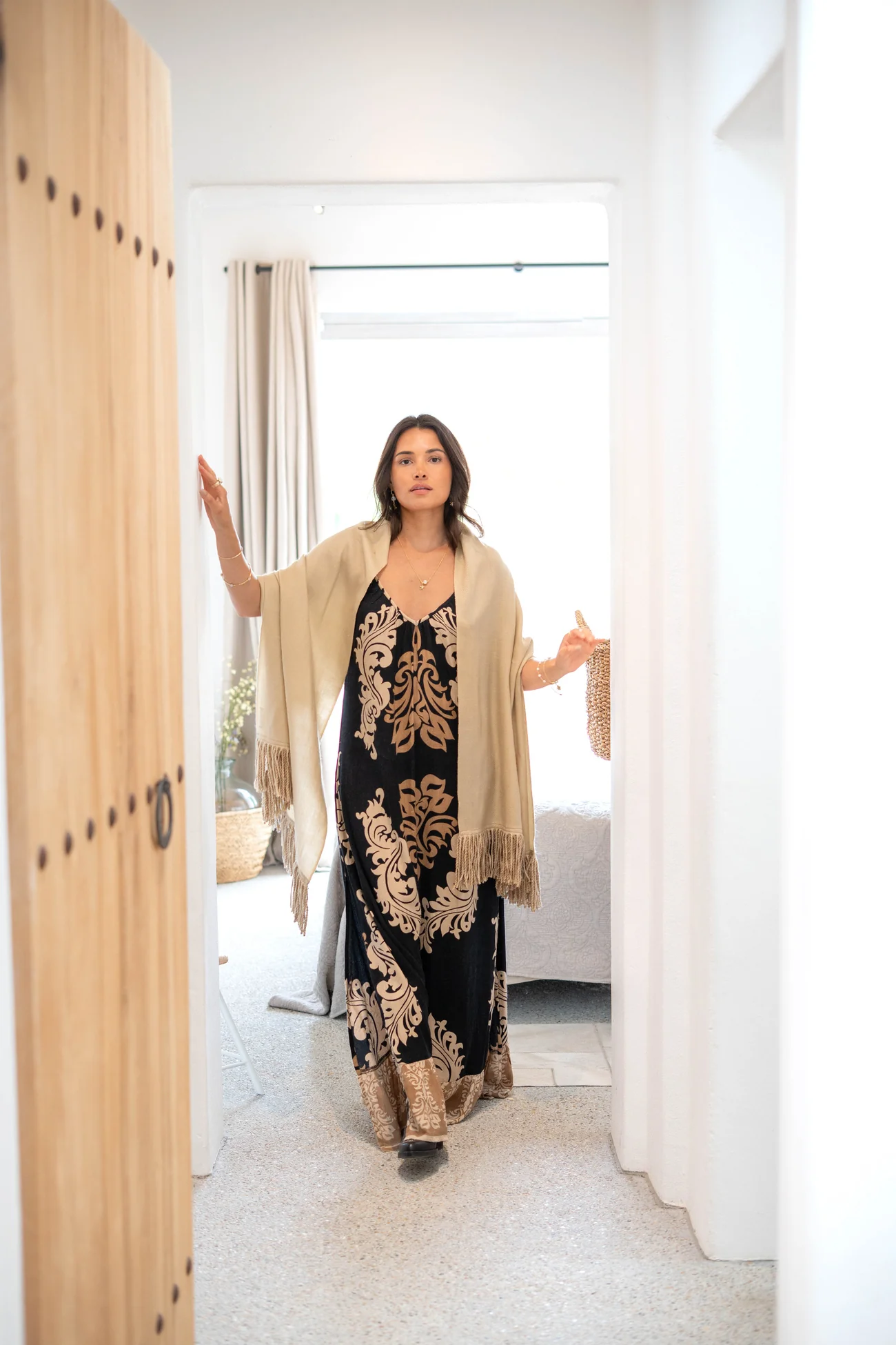 Scarf Jaquard Dark Ecru - Afbeelding 2