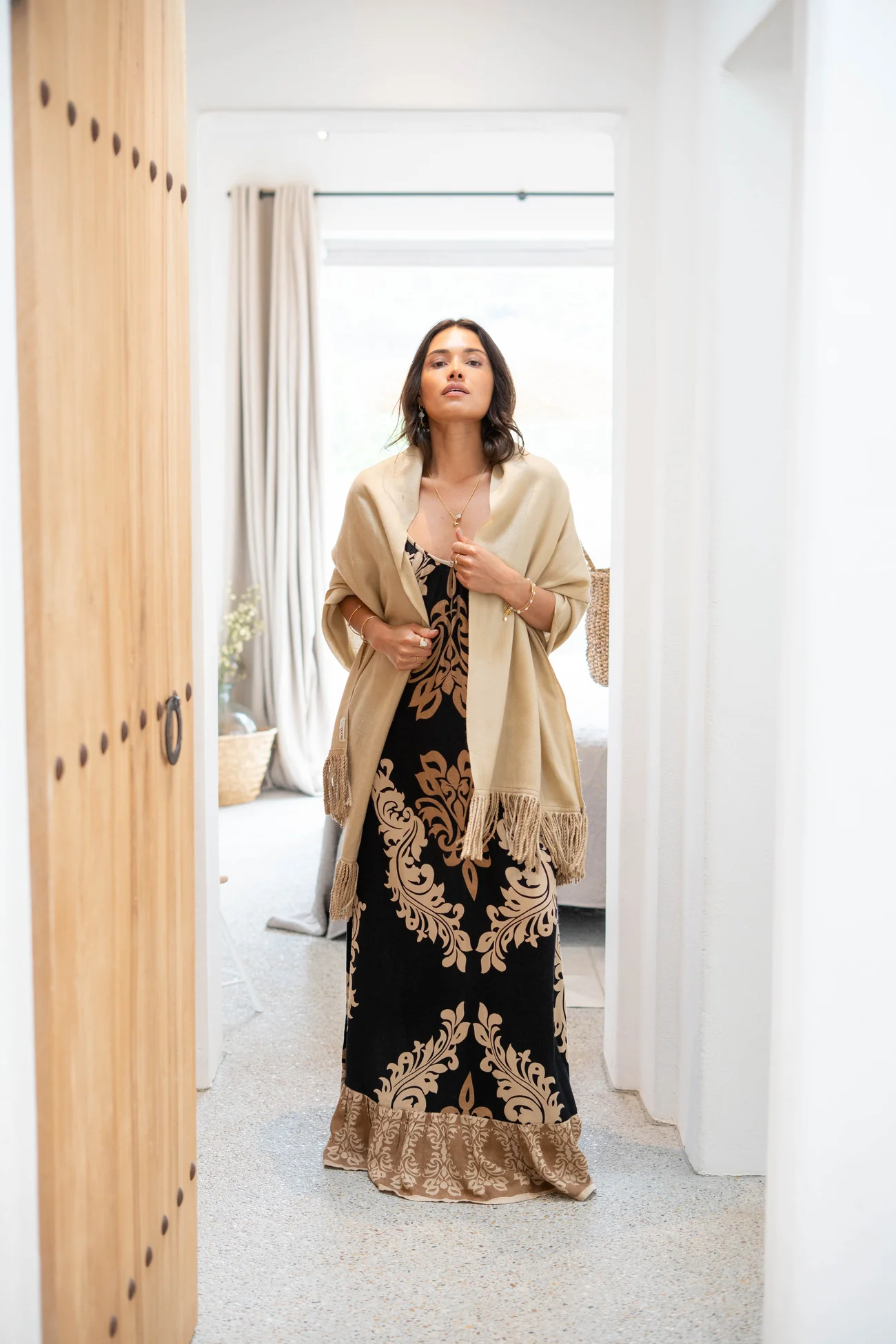 Scarf Jaquard Dark Ecru - Afbeelding 4