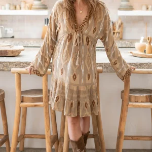 Short Dress Lisa Estampado Ecru