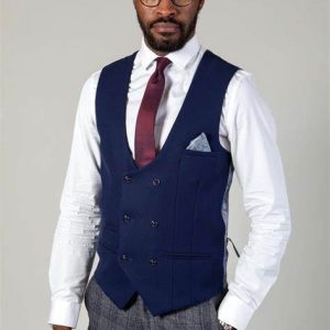 Kelvin Royal Blue Gilet - Double Breasted