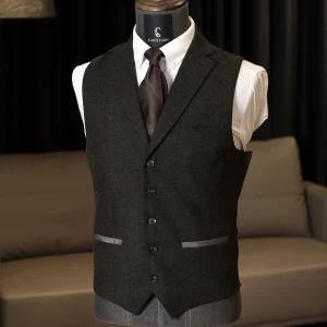 CASTLESON Chief - Gilet Olive Tweed