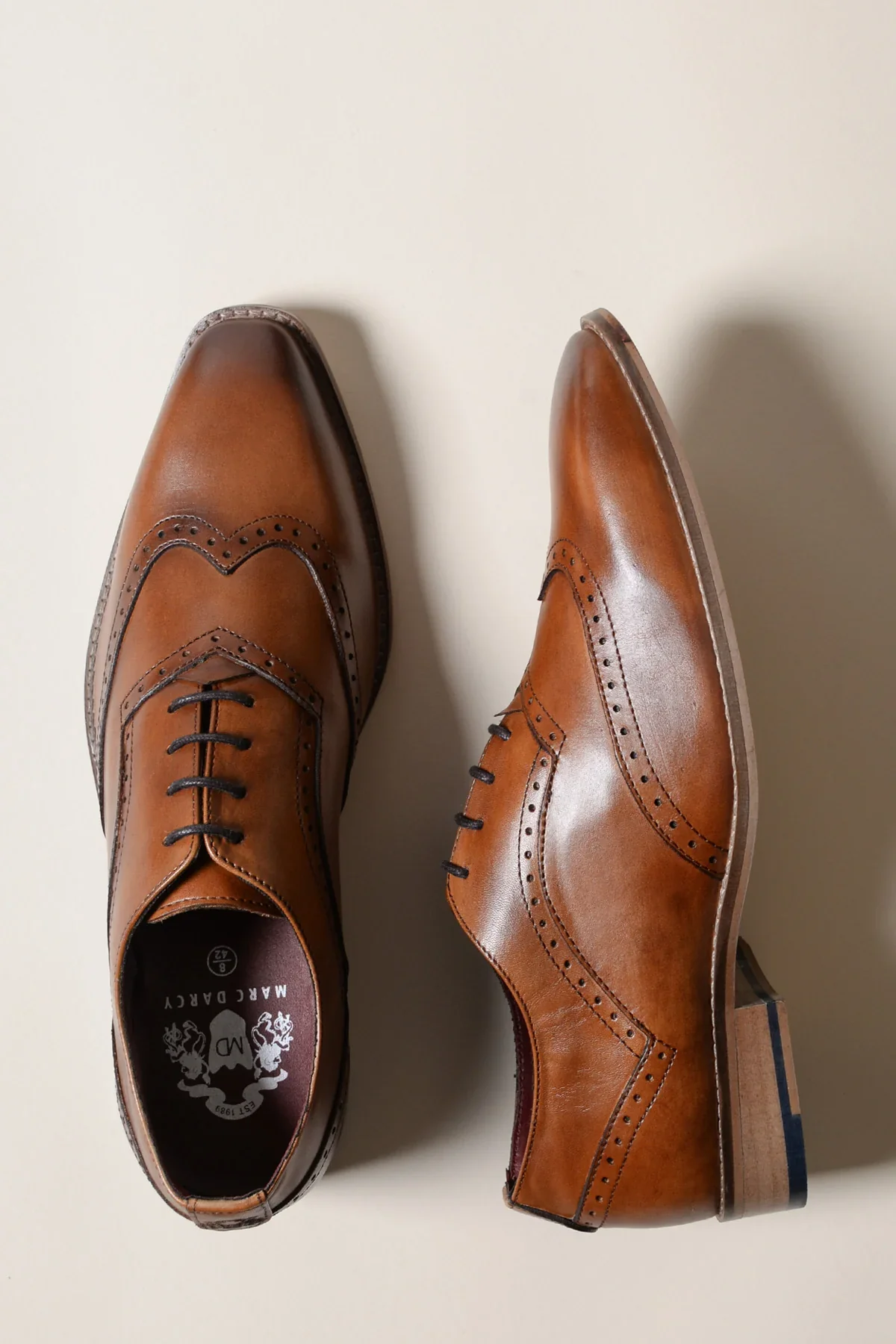 Bruine leren schoenen, Marc Darcy Dawson - Wingtip brogue - Afbeelding 4